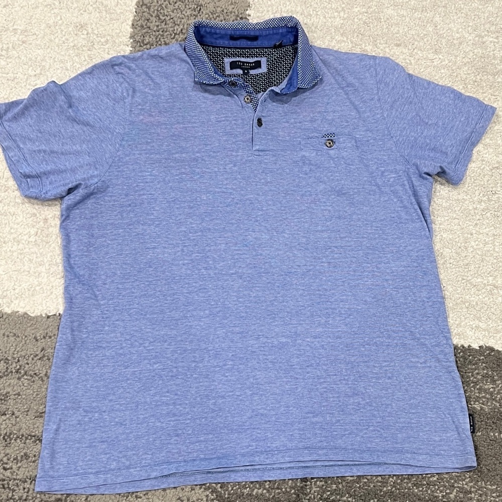 Ted Baker London Men’s Blue Short Sleeve Polo Shirt Size 6 Collared Cotton